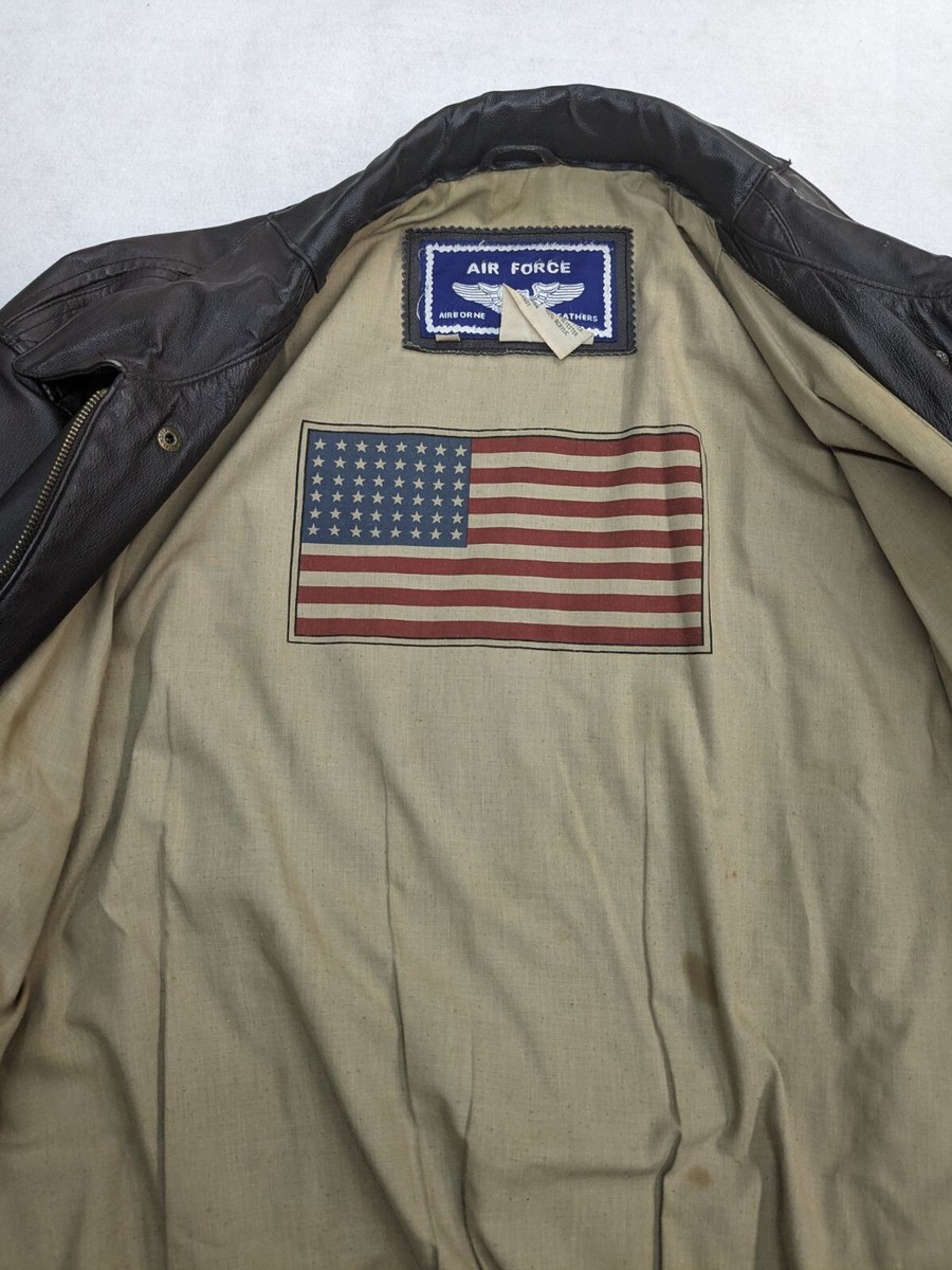 Vintage Air Force Airborne Brown Genuine Leather Bomber Vintage Air Force Airborne Brown Genuine Leather Bomber