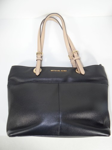 Michael Kors Bedford Black Pebbled Leather Tote Handbag - 第 1/10 張圖片