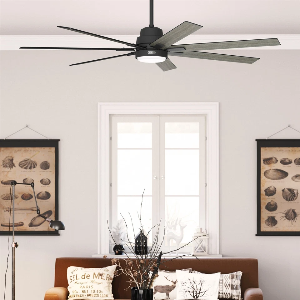 Hunter Fan 70 in Casual Matte Black Indoor Ceiling Fan with Light Kit and Remote - Image 4 of 4