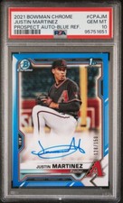 2021 Bowman Chrome 1st Justin Martinez Blue Refractor Auto SP /150 PSA 10 POP 3