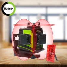 Huepar 3D Red Beam Cross Line Laser Level DIY Self Leveling Mode / Manual Mode