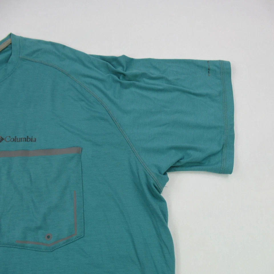 Columbia Shirt Mens 2XL Short Sleeve Green Lightweight Casual Workout Pocket - Изображение 4 из 4