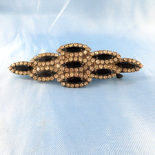 Vintage Rhinestone HAIR CLIP Black Clear Stones 60's Hair Accessory SPARKLES
