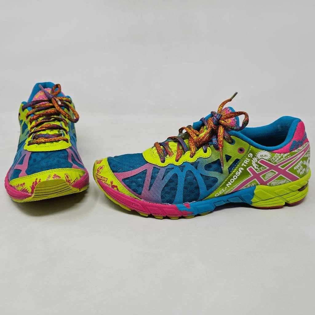 ASICS GEL NOOSA TRI 9 WOMENS RUNNING SHOES SIZE 9 BLUE YELLOW PINK | eBay