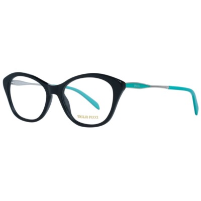Emilio Pucci EP5100 001 Black/Green Plastic Cat Eye Eyeglasses Frame 54-17-140