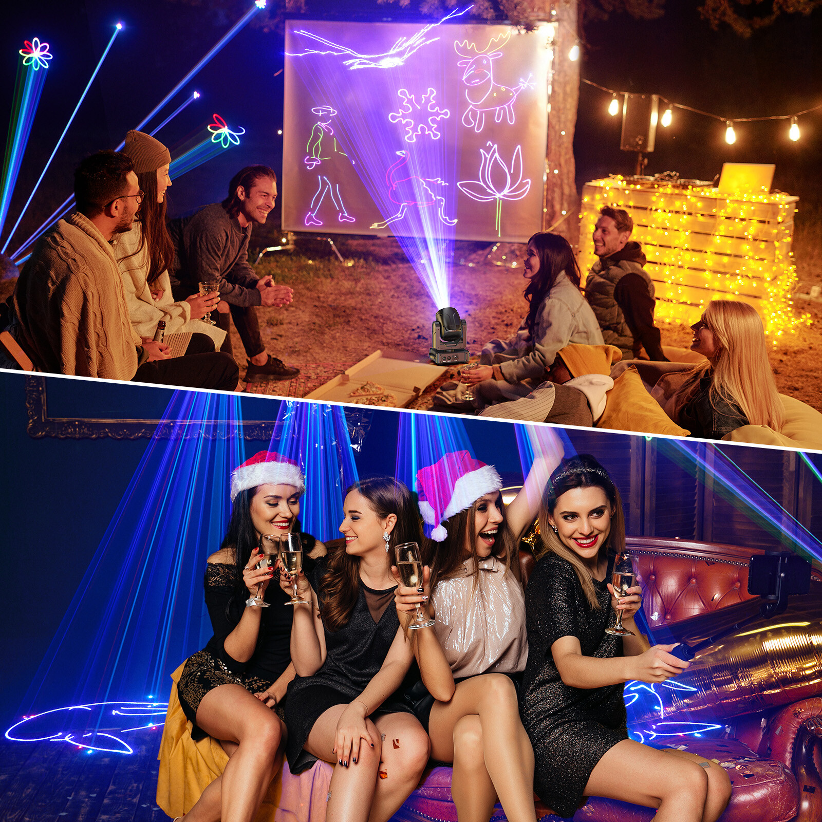 2W 3D Animation Laser Light Projector DMX RGB Stage Effect Moving Head Light US