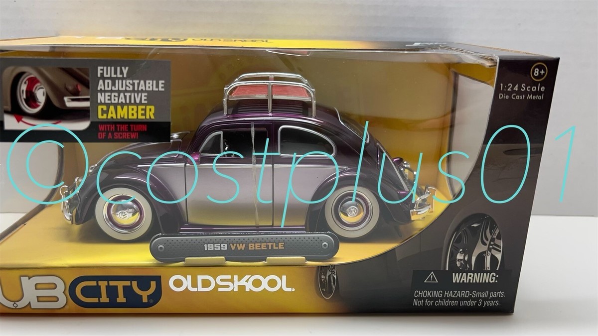 ミニカー DUB CITY 1999 VW BEETLE 1:24 JADA DUB CITY OLDSKOOL 1959 VW BEETLE 1:24 PURPLE 2T WITH