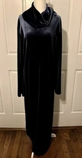 Linda Lundstrom Basics Canada Velour Blue Comfy Dress Matching Scarf M/L