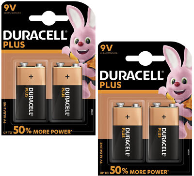 2x2er Blister-9V E-Block Batterie von DURACELL Plus Power MN1604-6LR61 
