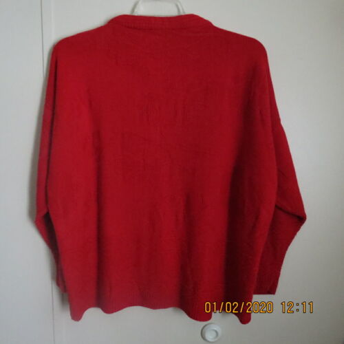 Red, Sweater, Long Sleeve, 100% Acrylic, PLUS size 2X, - Picture 2 of 8