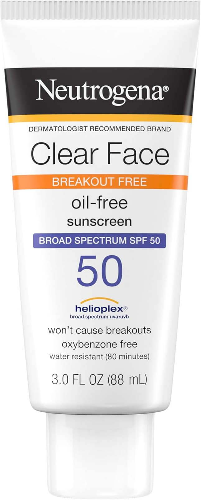 Oil-Free SPF 50 Clear Face Sunscreen for Acne-Prone Skin Broad Spectrum Protection-image