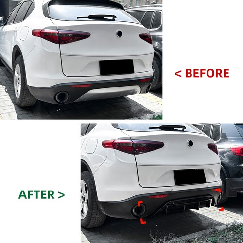 Car Rear Bumper Diffuser Lip Kit For Alfa Romeo Stelvio 2017-2024 2019 Black 1PC - Picture 4 of 8