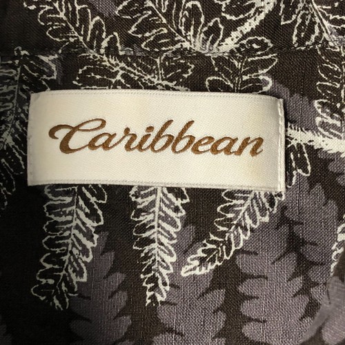 Caribbean Men's Hawaiian XL Shirt Brown Palms Silk Linen Short Sleeve Button Up - Picture 2 of 10