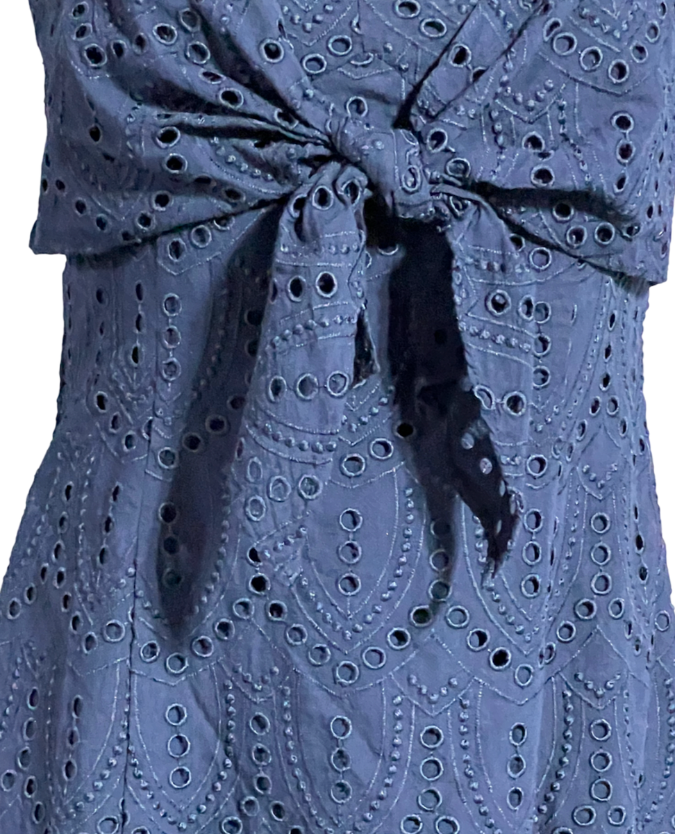 NEW WHITE HOUSE BLACK MARKET NAVY BLUE TIE FRONT EYELET MIDI DRESS SZ 4 |  eBay