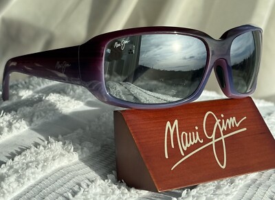 Maui Jim Blue Water 236 28B Purple Stripe Frame + Grey Polarized Lens Sunglasses