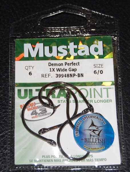 6 Ami Circolari Mustad Ultra Point, Taglia 6/0, Demon Wide Gap, Modello 39948NPBN