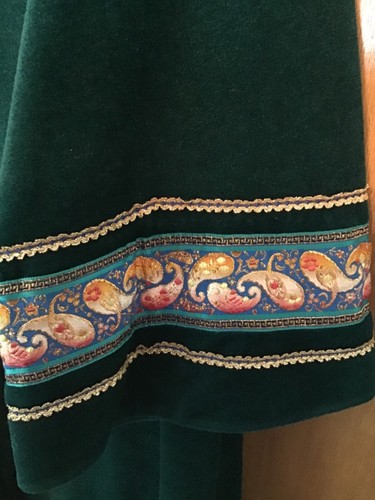 Vintage San Souci durchgehender waldgrüner Morgenmantel verziert durchgehender Reißverschluss Gr. 10 - Bild 6 von 13