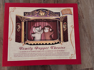 Puppet Theater/Stage + 6 Hand Puppets Zoo Animals Restoration Hardware Pretend