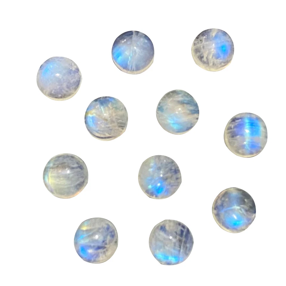Natural Rainbow Moonstone Round 3 mm to 14 mm Cabochon Loose Gemstone Lot - Image 2 of 4