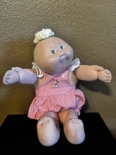 Vintage, Blonde 1982 Cabbage Patch Doll Green Eyes, Diaper, Original Overalls