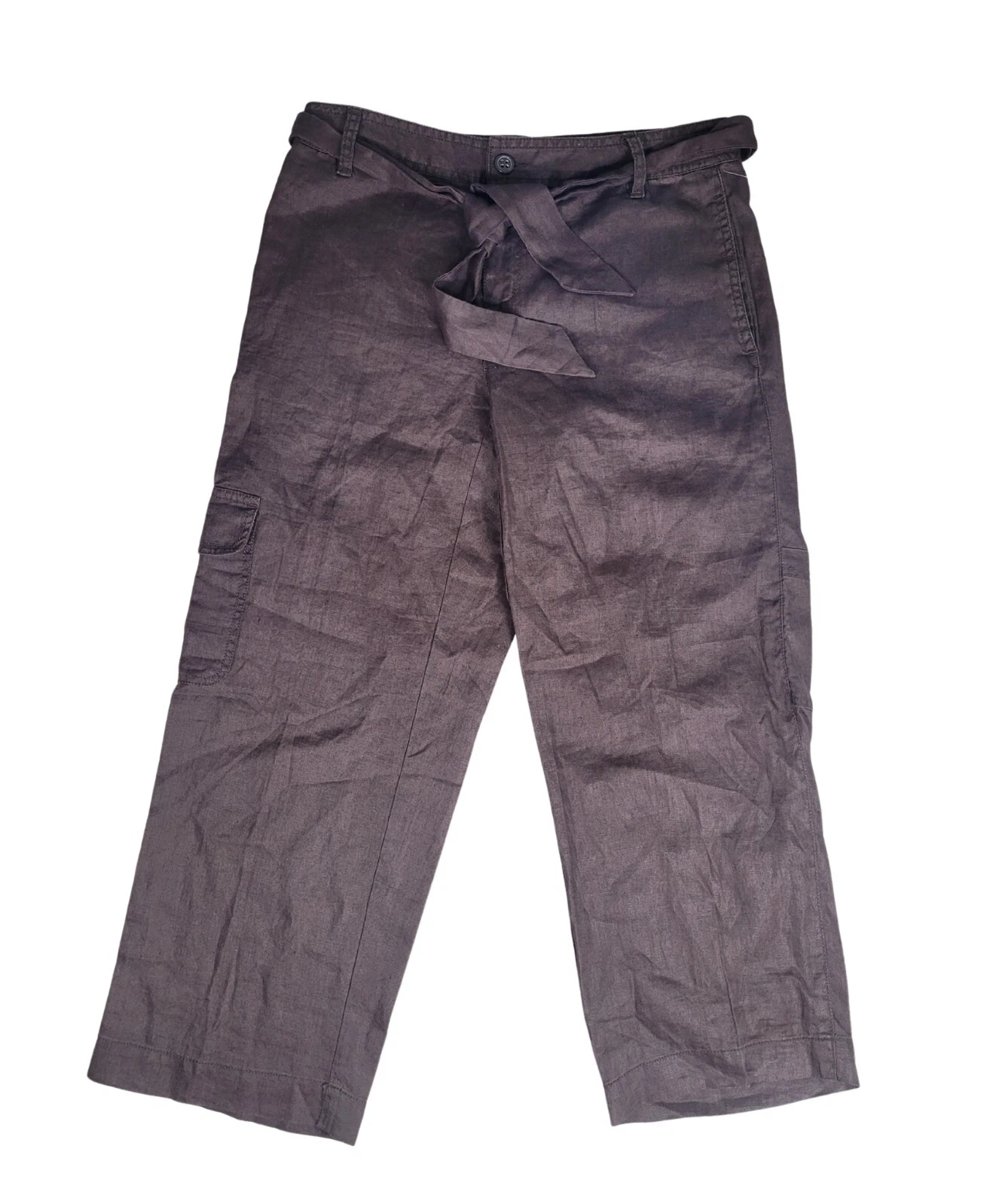 Liz Claiborne Women's Size 8 Capri Cargo Linen Pants Brown NWT 04