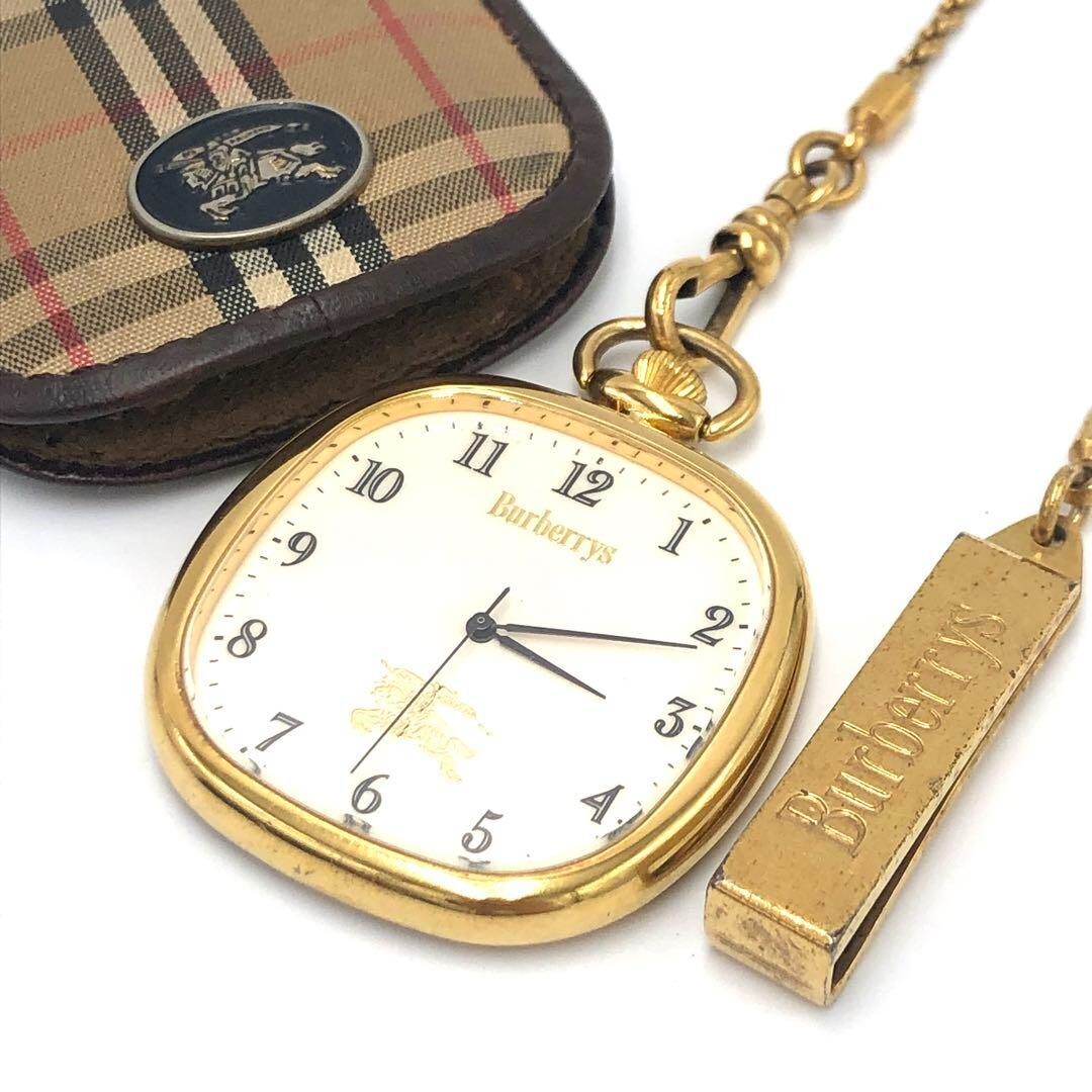 Burberry Vintage Pocket Watch Quartz Gold Filled Open Face fashion