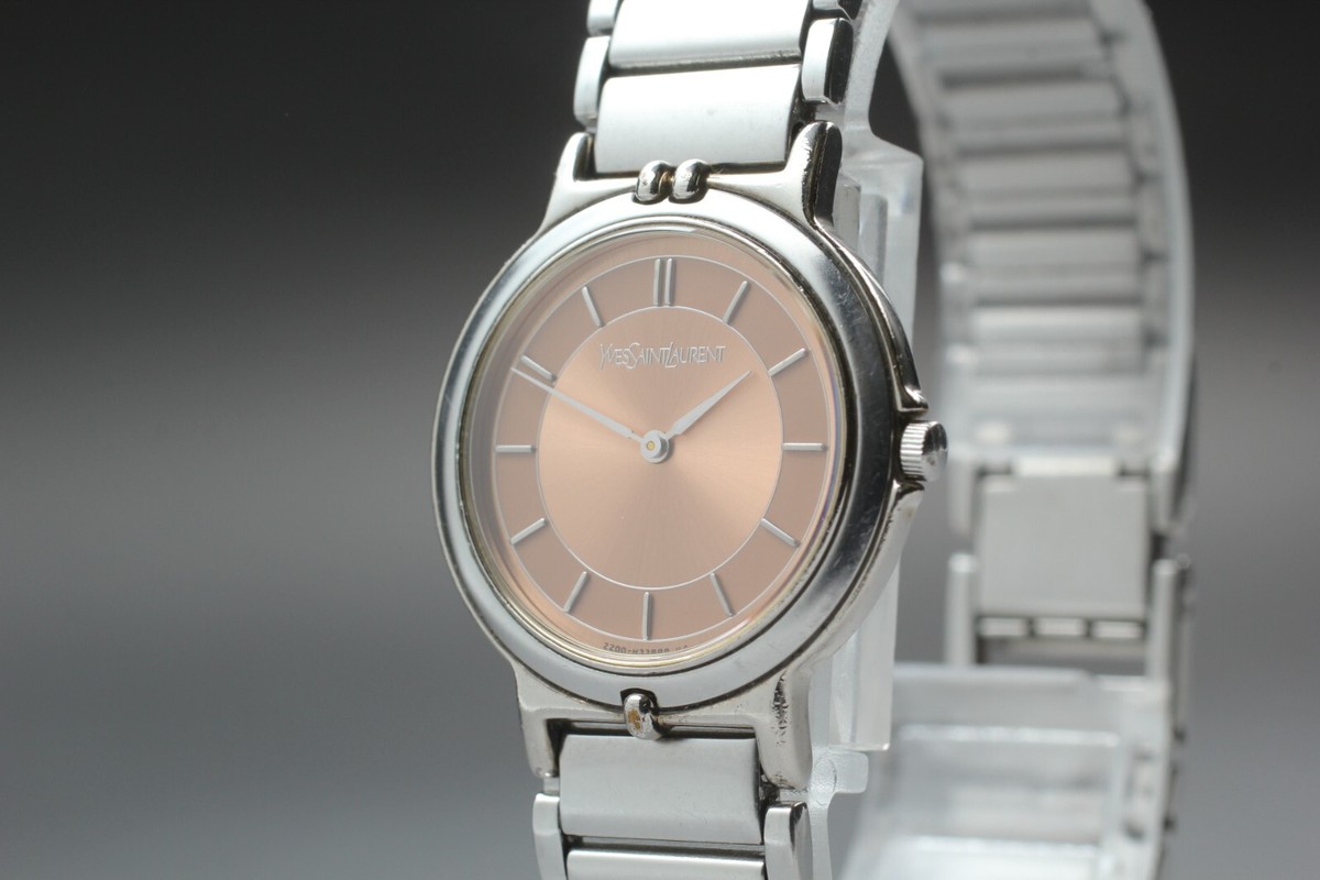 Rare! YVES SAINT LAURENT 2200-H19977 Orange Women 24mm Quartz