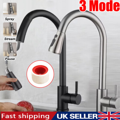 360° Kitchen Sink Mixer Taps Pull Out Spout Spray Single Lever Modern ...