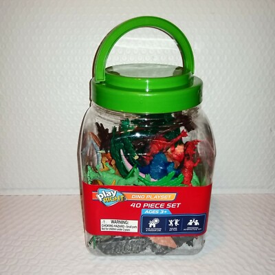 Play Right DINO PLAYSET 40 Pieces Dinosaur Set 2019 New in Handled Jar  Walgreens