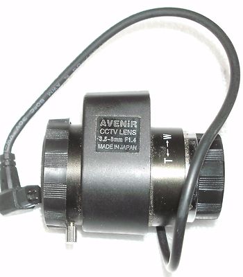 Avenir Auto-Iris, VariFocal 3.5-8mm, F1.4 CS-Mount CCTV Lens Made in Japan.