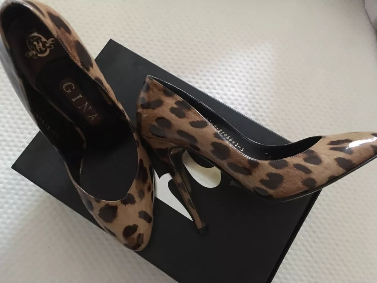 BNWT Stunning patent leather Gina shoes RRP 320 with leopard