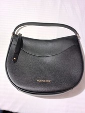 Michael Kors Dover Black Large Half Moon Shoulder Bag Leather New MSRP 538