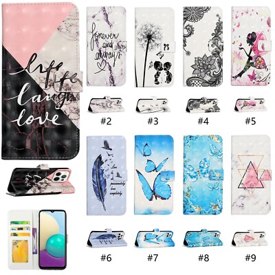 For Samsung Galaxy A70 A71 A72 A73 Pattern Magnetic PU