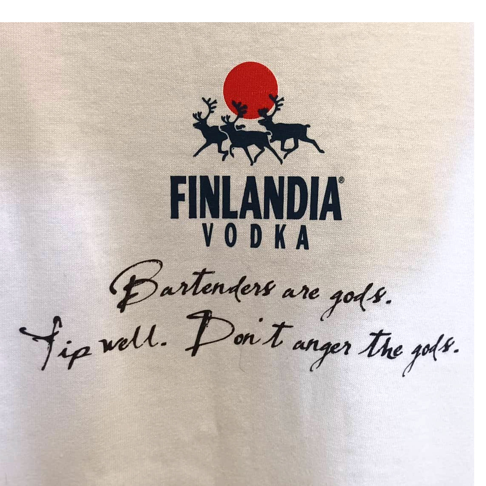 90s XL BARTENDERS ARE GODS Graphic T-Shirt from Finlandia Vodka - NEW & RARE image 3