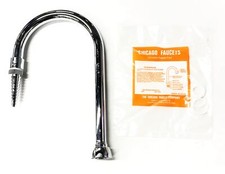 Chicago Faucets Gooseneck Spout B Type End Chrome Plated GN2BE7KCP w/Nozzle USED