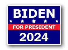 JOE BIDEN 2024 FOR PRESIDENT YARD SIGN FREE STAKE DOUBLE SIDE PRINT 18"x12" USA