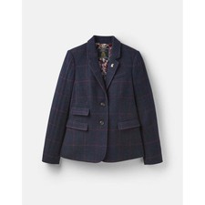 Joules Ladies Wiscombe Tweed Blazer In Blue Tweed - Uk 14