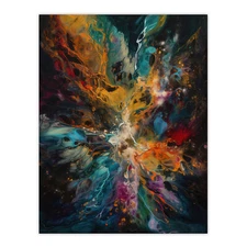 Abstract Liquid Paint Impact Colourful Celestial Action Wall Art Poster Print
