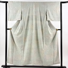 JAPANESE KIMONO FINE PATTERN LIGHT GREEN 154.5cm 5 ft 1 in PURE SILK B2073