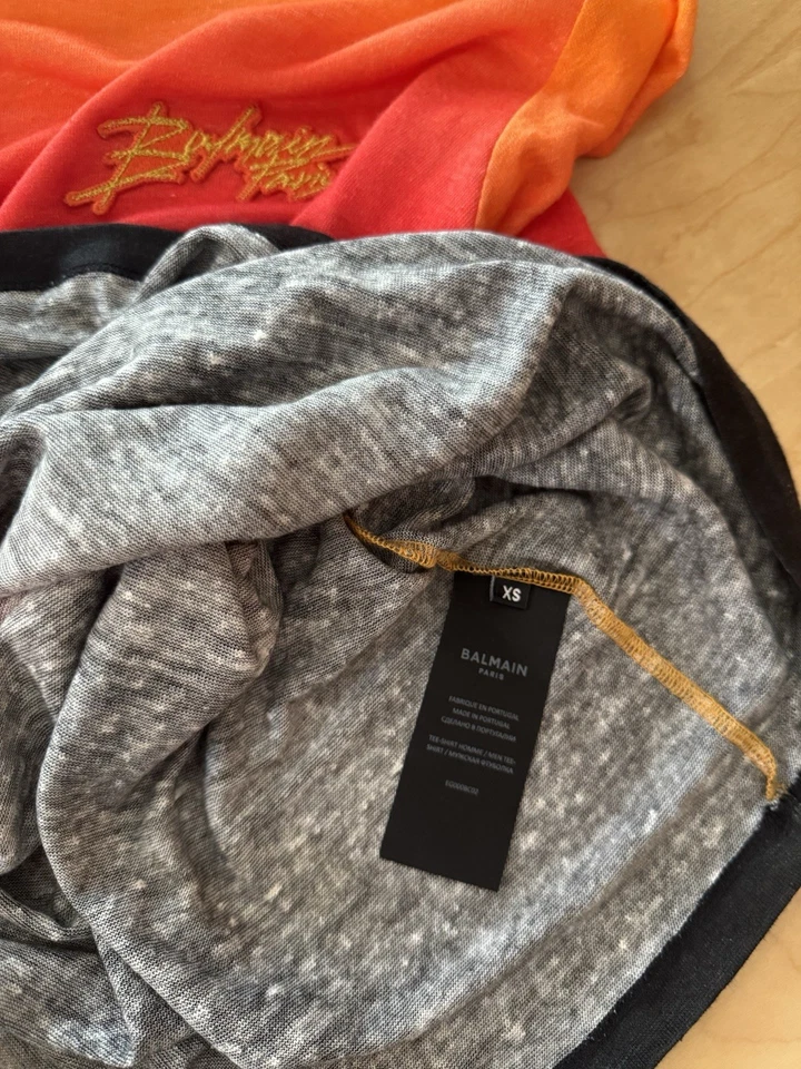 BALMAIN T-shirt Men's Color Orange/Dark Blue Relax Fit Size M - Image 3 of 3