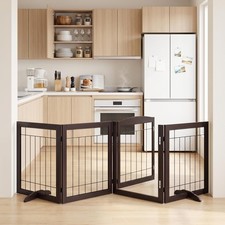 Tall Dog Gate Indoor with Door, Freestanding, Foldable, 80" x 30"