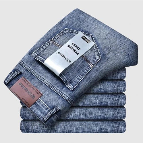 Wthinlee New Business Men's Jeans Casual Straight Stretch Fashion Classic Blue B - Picture 7 of 7