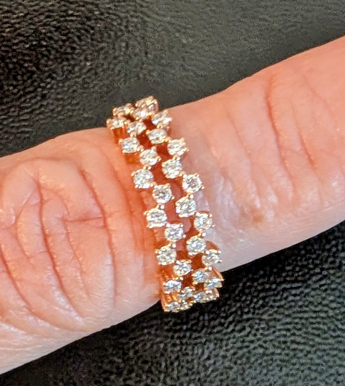 BEAUTIFUL UNIQUE INTERLOCKING DIAMOND STACKING RI… - image 2