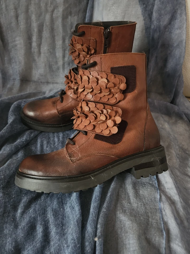 Donna Piu Designer Leder Boots Gr. 38 Made in Italy – neu – Blumenapplikation - Bild 2 von 4