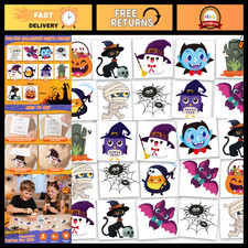 Halloween Temporary Tattoos for Kids - Party Favors, Trick or Treat Goodies, 10