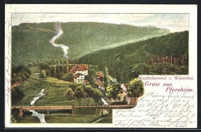 Ansichtskarte Pforzheim, Kupferhammer u. Würmthal 1903 