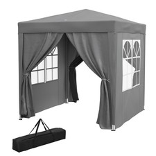 Outsunny Gazebo in Metallo 2x2 m Pieghevole con 4 Pareti Rimovibili Grigio