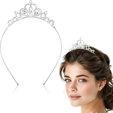 AUZUO Princess Crown Tiara, Crystal Tiaras for Women Pageant Crown Rhinestone He