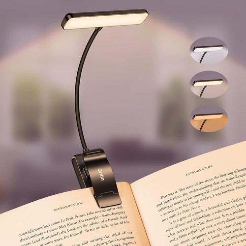 Lampada Da Lettura LED Piatta, Ricaricabile, Con 3 Colori E Timer, Perfetta Per Leggere A Letto Senza Affaticare Gli Occhi
