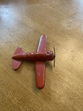 Vintage Tin Plane Red Pilot
